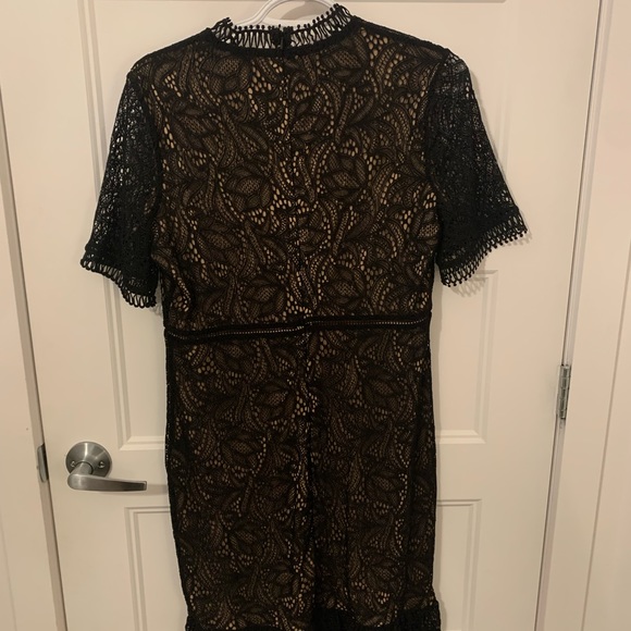 NWT Bardot Theodora Lace Dress In Black and tan - Picture 3 of 6